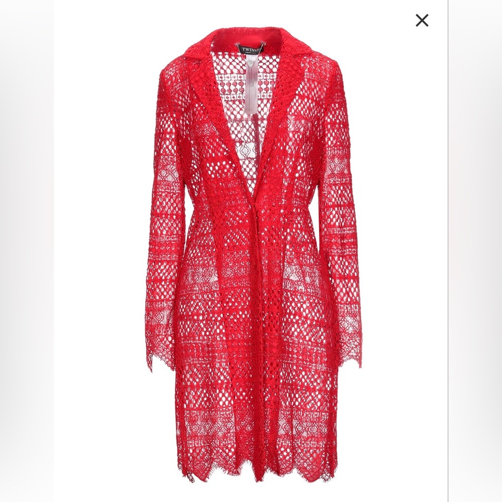 NWT Twin Set Red Lace Cover-Up/Duster-Size 42 Italian